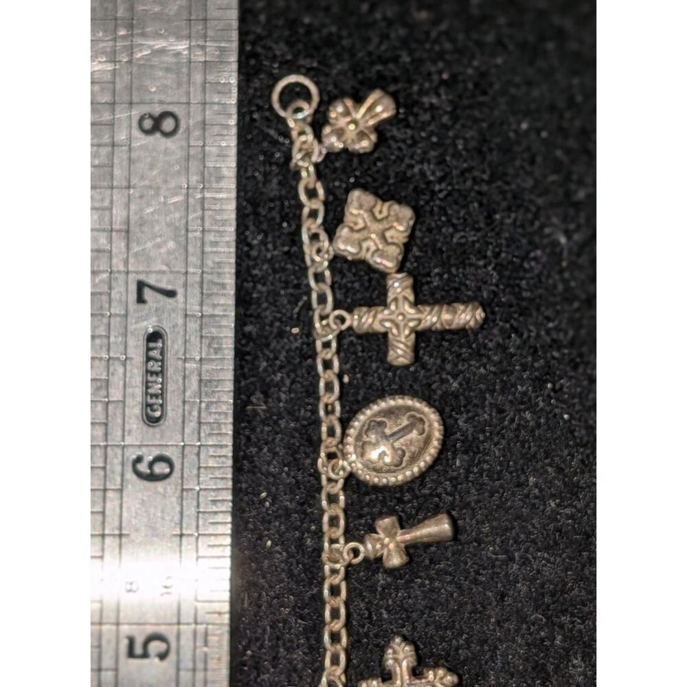 Sterling Silver JCM 925 Mauritius Charm Bracelet 11 Cross Charms by Jacmel Jewel - Picture 16 of 16